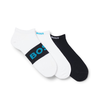 BOSS para hombre. 50543482 Pack 3 Pares de Calcetines Logo blanco, negro (39-42), Homewear, Algodón