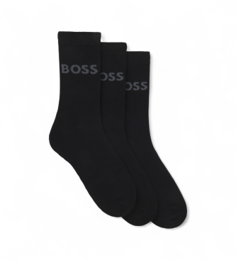 BOSS para hombre. 50500343 Set 3Pares de Calcetines Logo negro (35-38), Homewear, Algodón