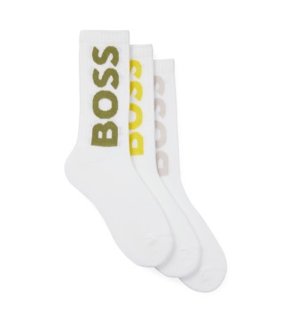 BOSS para hombre. 50524259 Set de 3 pares de calcetines logo blanco (39-42), Homewear, Algodón