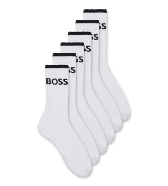 BOSS para hombre. 50510168 Pack de seis calcetines de algodón acanalado blanco (39-42), Homewear