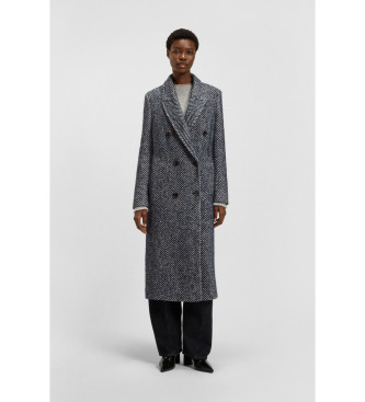 BOSS para mujer. 50548092 Abrigo cruzado largo con maxiestampado gris (38), Casual, Poliamida