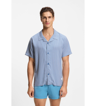 BOSS para hombre. 50535793 Camisa Beach azul (M), Casual, Viscosa, Manga corta