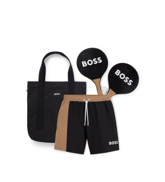 BOSS para hombre. 50515735 Set de playa negro (L), Beachwear, Poliéster Reciclado, Sostenible
