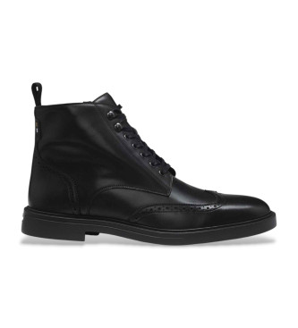 BOSS para hombre. 50552551 Botines de piel con detalles calados negro (42), Plano, Cremallera, Casual