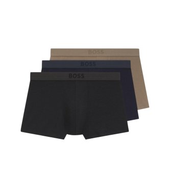 Set med 3 kalsonger i elastiskt tyg, beige, marinblå