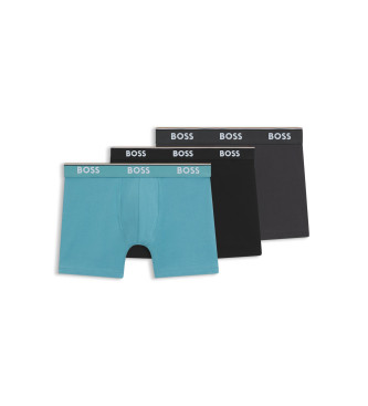 BOSS para hombre. 50531691 Pack 3 Bóxers Power (S), Negro, Azul, Homewear, Gris, Algodón