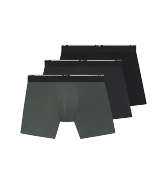 BOSS för män. 50534503 Set om 3 enfärgade boxershorts svart, grön, grå (XXL), Hemkläder, Bomull