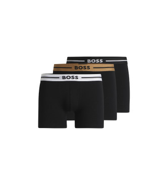 BOSS para hombre. 50517834 Set de 3 bóxers de algodón elástico con logo en la cinturilla negro (L), Homewear