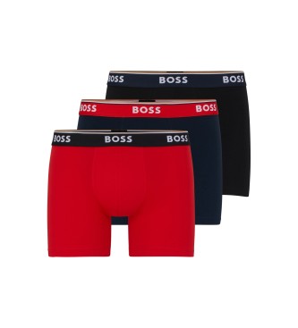 BOSS para hombre. 50489606 Pack 3 Bóxers Power rojo, negro, marino (L), Homewear, Algodón