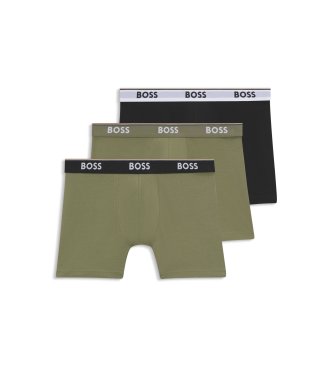 BOSS para hombre. 50531691 Set 3P Bóxers Power verde, negro (XL), Homewear, Algodón