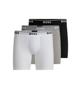 BOSS para hombre. 50538142 Pack 3 Bóxers Power blanco, gris, negro (S), Homewear, Algodón