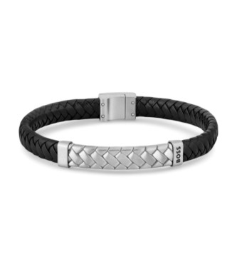 BOSS para hombre. 1580674S Brazalete de Piel Trenzado negro (OSFA), Casual, Correa