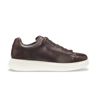 BOSS para hombre. 50557820 Zapatillas de Piel Bulton marrón oscuro (46), Plano, Cordones, Casual
