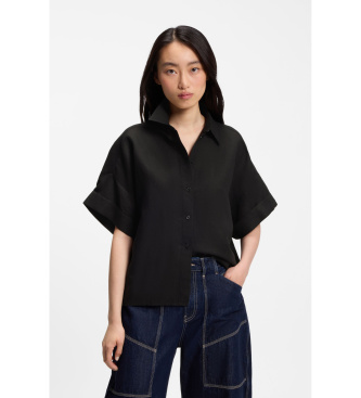 BOSS para mujer. 50559261 Blusa Bisenas negro (42), Casual, Lino, Manga corta