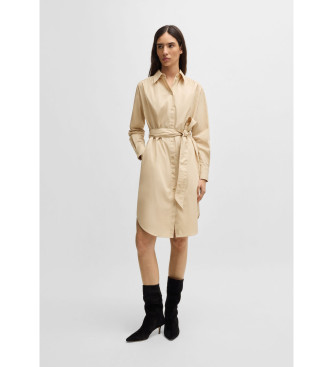 BOSS para mujer. 50540368 Vestido Delegant beige (L), Casual, Algodón, Manga larga