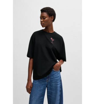 BOSSvoor vrouwen. 50540441 Eboyfriend T-shirt zwart (M), Casual, Katoen, Korte mouwen