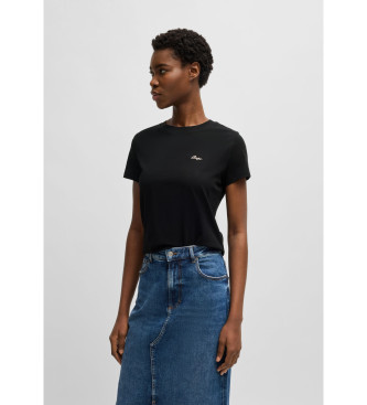 BOSSvoor vrouwen. 50536628 Esogo T-shirt zwart (XL), Casual, Katoen, Korte mouwen