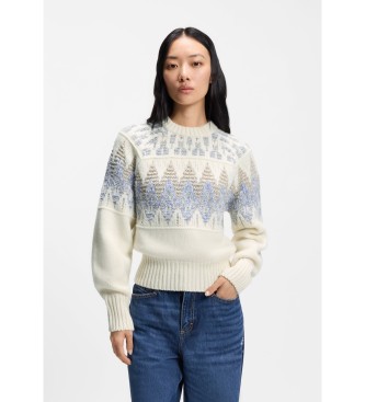 BOSS para mujer. 50551269 Jersey Farombo blanco roto (S), Casual, Lana