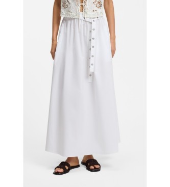 BOSS para mujer. 50559088 Falda maxi en popelín de algodón con cinturón calado blanco (34), Casual, Clásico