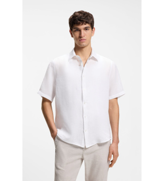 BOSS para hombre. 50537382 Camisa Rash blanco (6XL), Casual, Algodón, Manga corta