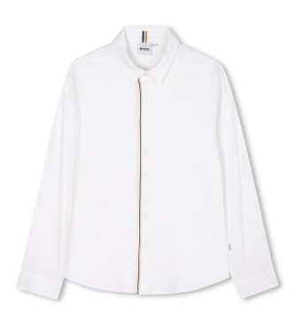 BOSS unisex para niños. J52319 Camisa Lisa blanco (16años= 174cm), Casual, Algodón, Clásico, Manga larga, moda infantil