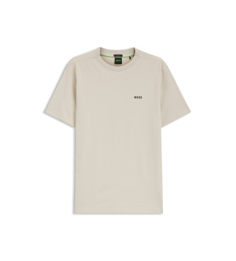 BOSS para hombre. 50506373 Camiseta con Logo a Contraste beige (M), Casual, Algodón, Manga corta