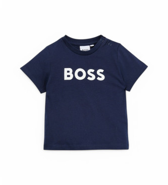 Boss Para Menino. J25P24 T-Shirt De Manga Curta Com LogóTipo Da Marinha (13/14AñOs= 157/162Cm), Casual, AlgodãO, Marinho, Moda Infantil-image