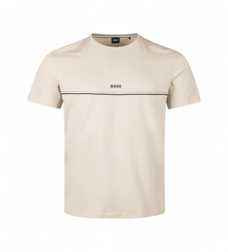 BOSS para hombre. 50515395 Camiseta de pijama en algodón elástico con logo estampado beige (L), Homewear, Manga corta