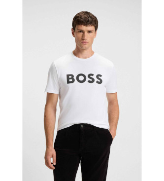 BOSS para hombre. 50481923 Camiseta de punto blanco (M), Casual, Algodón, Manga corta