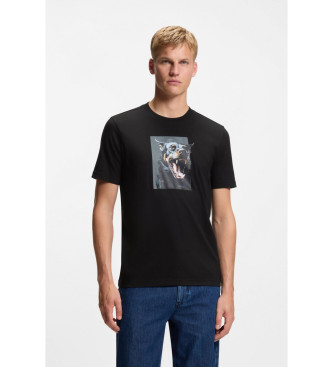 BOSS para hombre. 50558965 Camiseta Dobermann negro (L), Casual, Algodón, Manga corta