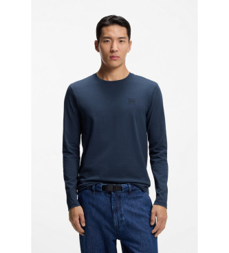 BOSS para hombre. 50512111 Camiseta Tacks marino (L), Casual, Algodón, Manga larga