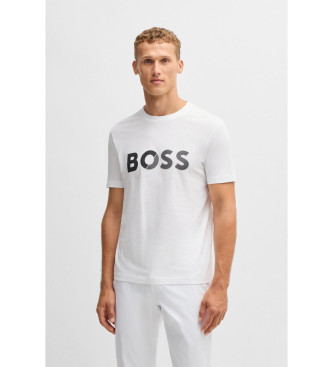 BOSS para hombre. 50530990 Camiseta Tape Logo blanco (S), Casual, Algodón, Manga corta