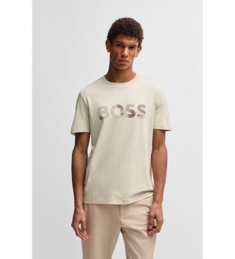 BOSS para hombre. 50537834 Camiseta Logo Glamping beige (XS), Casual, Algodón, Manga corta