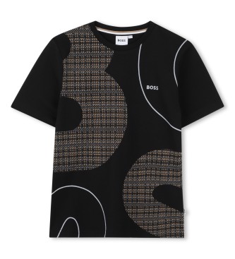 BOSS unisex para niños. J52724 Camiseta Marca negro (14años= 162cm), Casual, Algodón, Manga corta, moda infantil