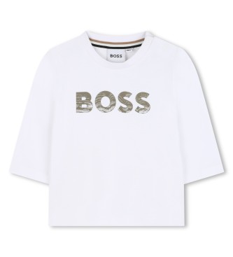 BOSS unisex para niños. J52467 Camiseta Boss blanco (18meses= 80cm), Casual, Algodón, Manga larga, moda infantil