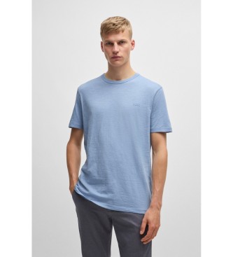 BOSS para hombre. 50508243 Camiseta de punto de algodón con detalle de logo azul (S), Casual, Manga corta