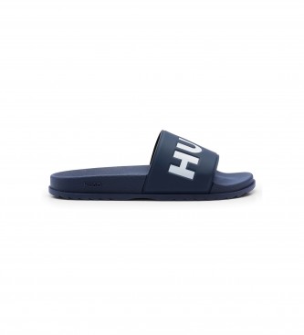HUGO para hombre. 50498352 Chanclas Logo Tira marino (40), Plano, Ninguno, Casual, Beachwear