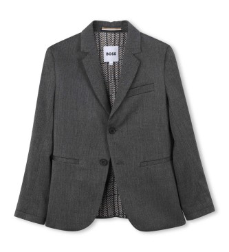 BOSS unisex para niños. J52383 Americana Ceremonia gris oscuro (14años= 162cm), Casual, Fiesta, Clásico, Poliéster, moda infantil