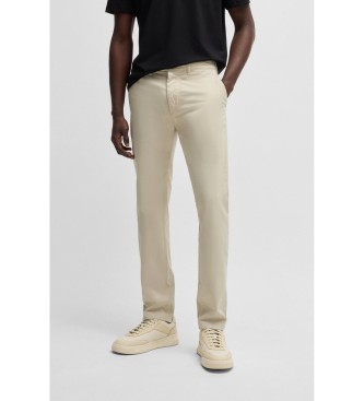 BOSS para hombre. 50534378 Pantalón regular fit de satén de algodón elástico beige (36/32), Casual, Clásico