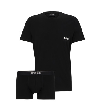 BOSS para hombre. 50499659 Conjunto Ropa Interior Camiseta y Bóxer negro (S), Homewear, Algodón, Manga corta