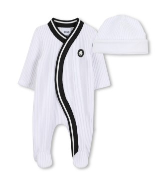 BOSS unisex para niños. J52531 Pijama Pana blanco (3meses= 60cm), Homewear, Algodón, Manga larga, moda infantil