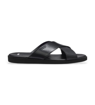 BOSSvoor mannen. 50563155 Teenslippers met effen bandjes zwart (42), Plat, Geen, Casual