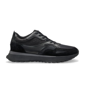 BOSS para hombre. 50536496 Zapatillas Jonah negro (44), Plano, 1 a 3cm, Cordones, Casual