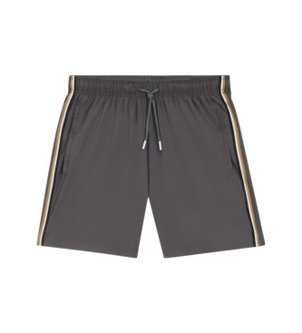 BOSS para hombre. 50491594 Bañador con logo y raya gris (S), Beachwear, Poliéster