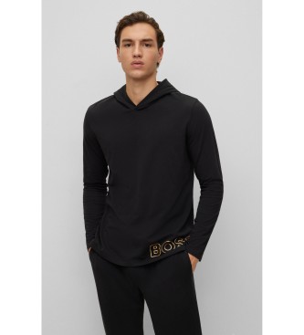 BOSS para hombre. 50481200 Sudadera Capucha Estampado negro (M), Casual, Algodón, Manga larga