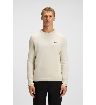 BOSS para hombre. 50541940 Jersey con detalles en contraste blanco roto (L), Casual, Algodón