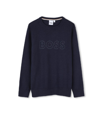 BOSS para niño. J52338 Jersey Marca marino (12Años= 150cm), Casual, Algodón, moda infantil