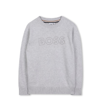 BOSS para niño. J52338 Jersey Marca gris (12Años= 150cm), Casual, Algodón, moda infantil