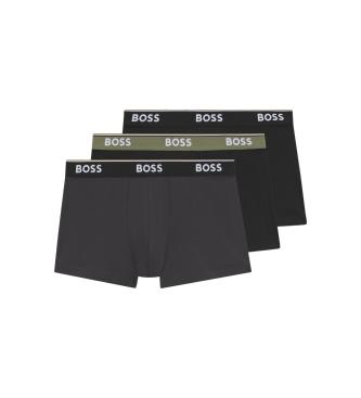 BOSS para hombre. 50531684 Set 3 Bóxers con logos en la cintura negro, gris (M), Homewear, Algodón