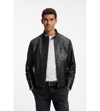 BOSS Cazadora de piel Joslay negro
